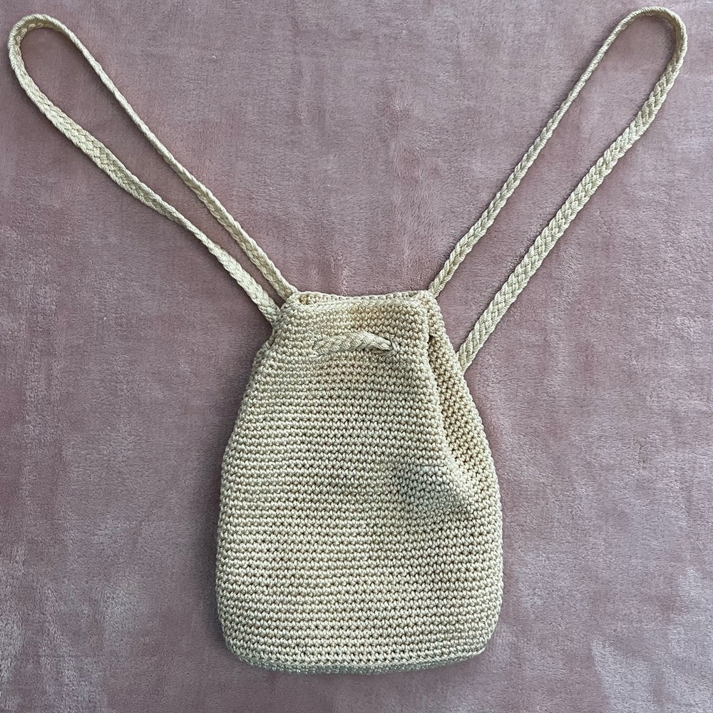 The Sak Small Cream Knit Backpack